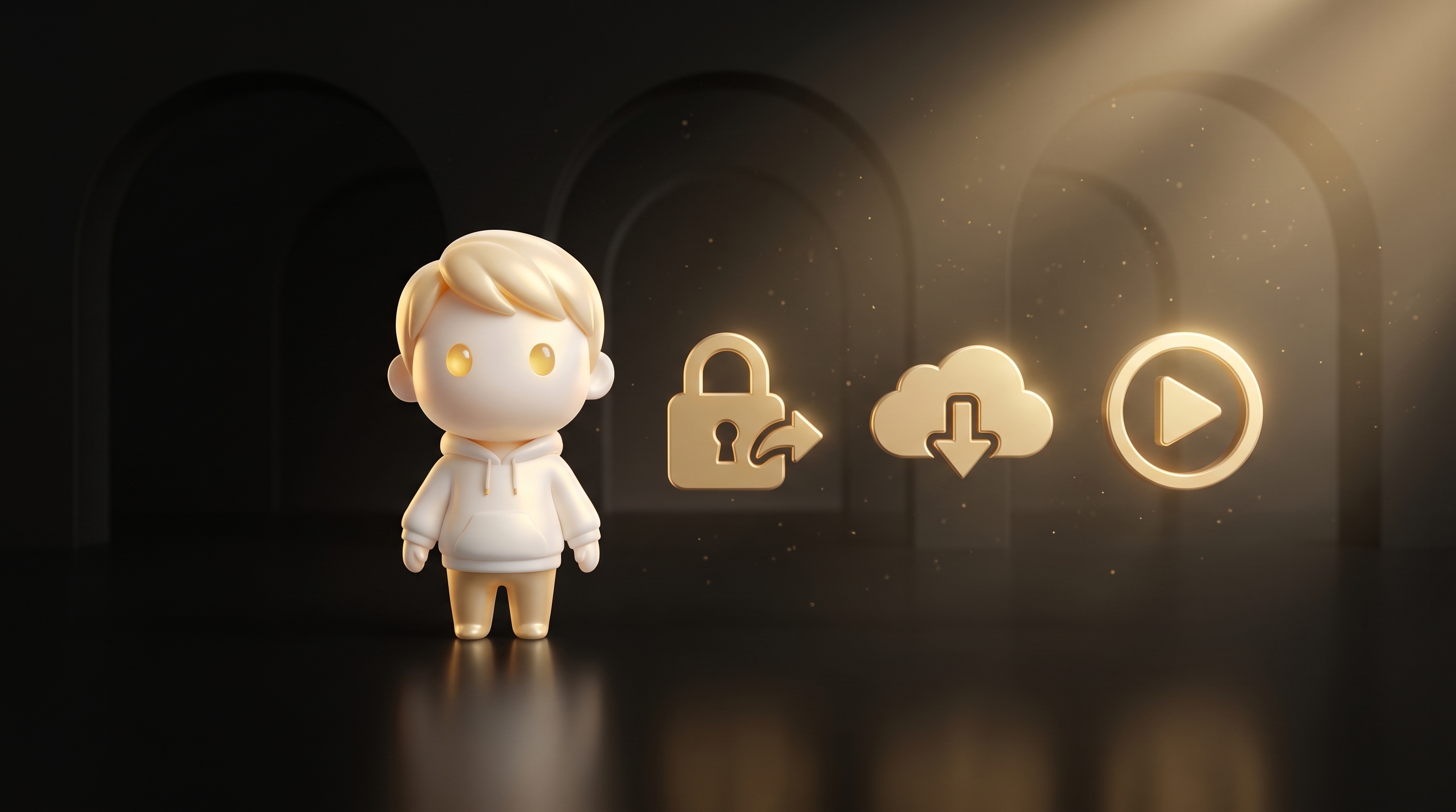 A laptop screen on a desk showing a row of subscription app cards side by side, each with a small recurring-arrow badge, the Godmode mascot comparing them with a clipboard
